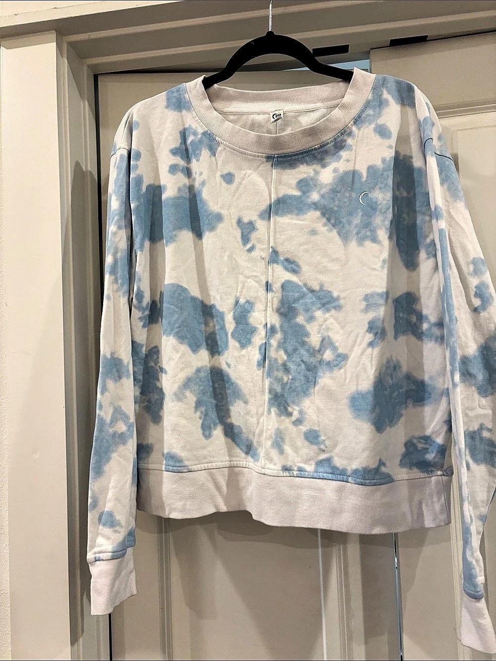 Zyia Active Blue & White Tie-Dye Crewneck Sweatshirt XL
